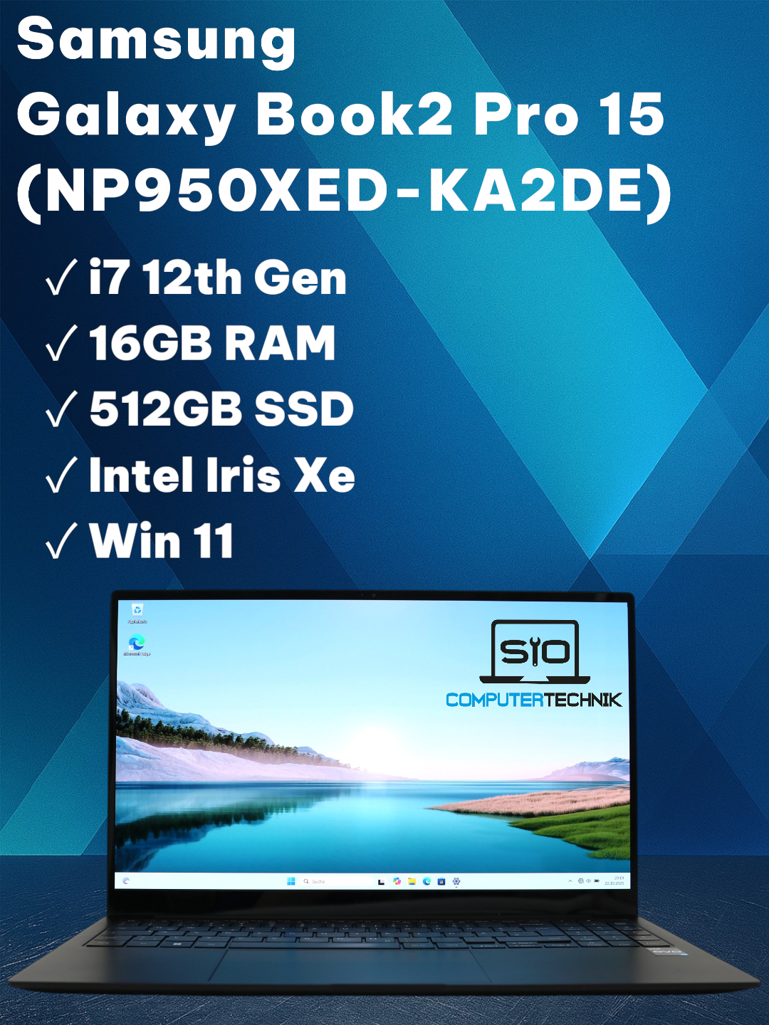 Samsung Galaxy Book2 Pro 15 (NP950XED-KA2DE) – i7-12 16GB RAM 512 GB SSD 15,6"