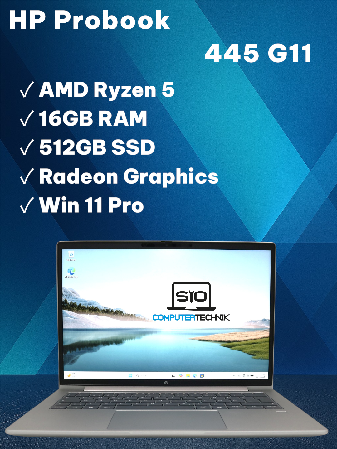 HP ProBook 445 14" G11 Ryzen 5 7535U 16GB RAM 512GB SSD Radeon Graphics W11 #GD1