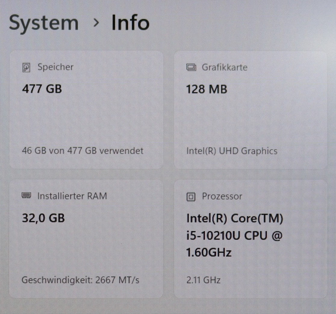 Lenovo ThinkPad T15 Gen1 i5-10210U 32GB RAM 512GB SSD 15,6" Full HD  Win11