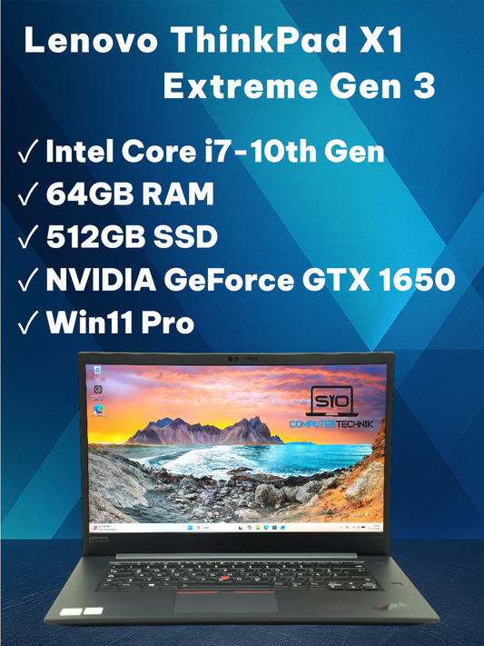 Lenovo ThinkPad X1 Extreme Gen3 i7-10750H 64GB RAM 512GB SSD 15,6'' UHD GTX 1650