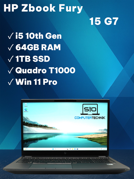 HP Zbook Fury 15 G7 i7-10750H 64GB RAM 1TB SSD NVMe NVIDIA Quadro T1000 #Z1