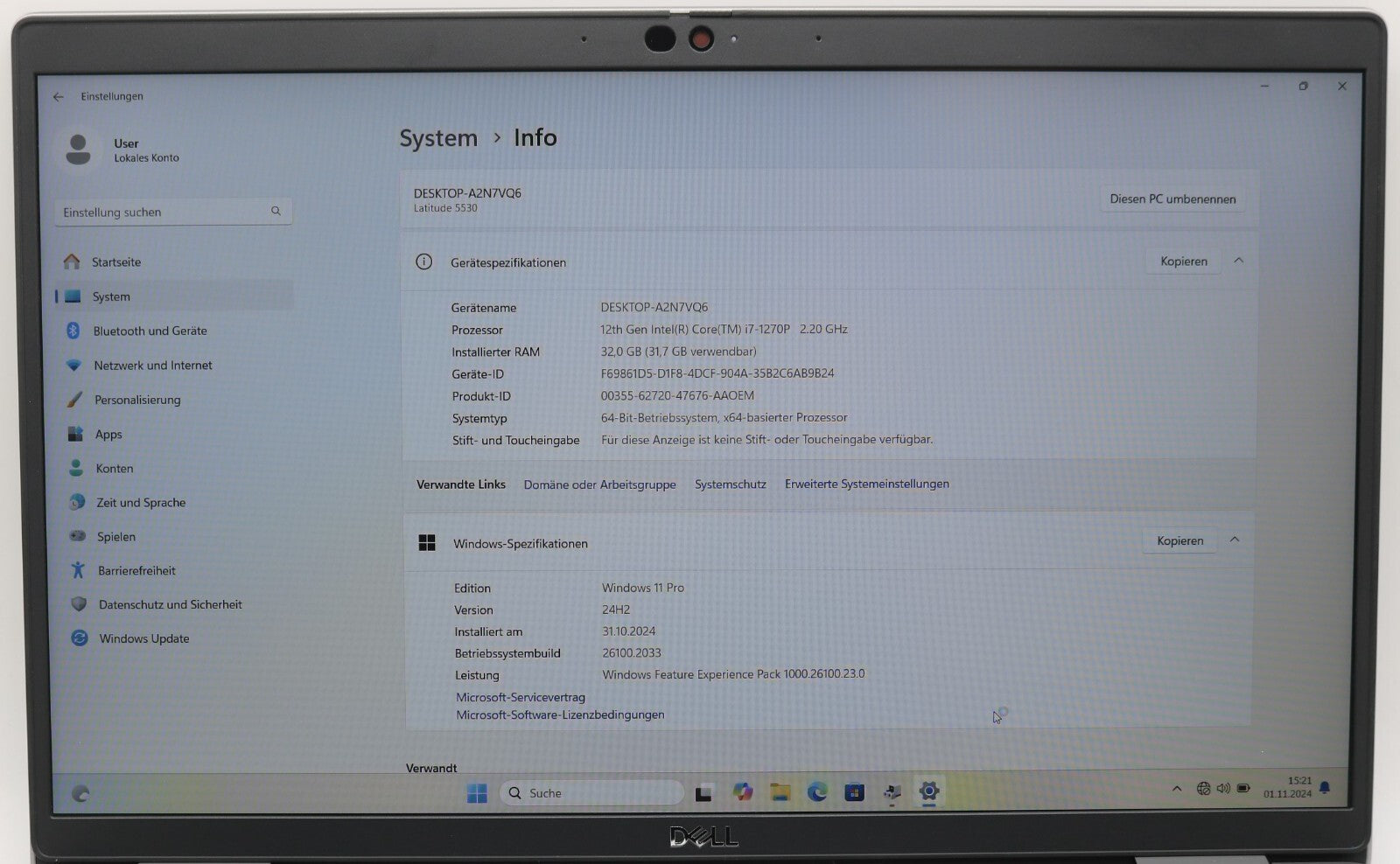Dell Latitude 5530 i7-1270p 4P/8E 32GB RAM 512GB SSD IRF Cam. 15,6 FHD Garantie