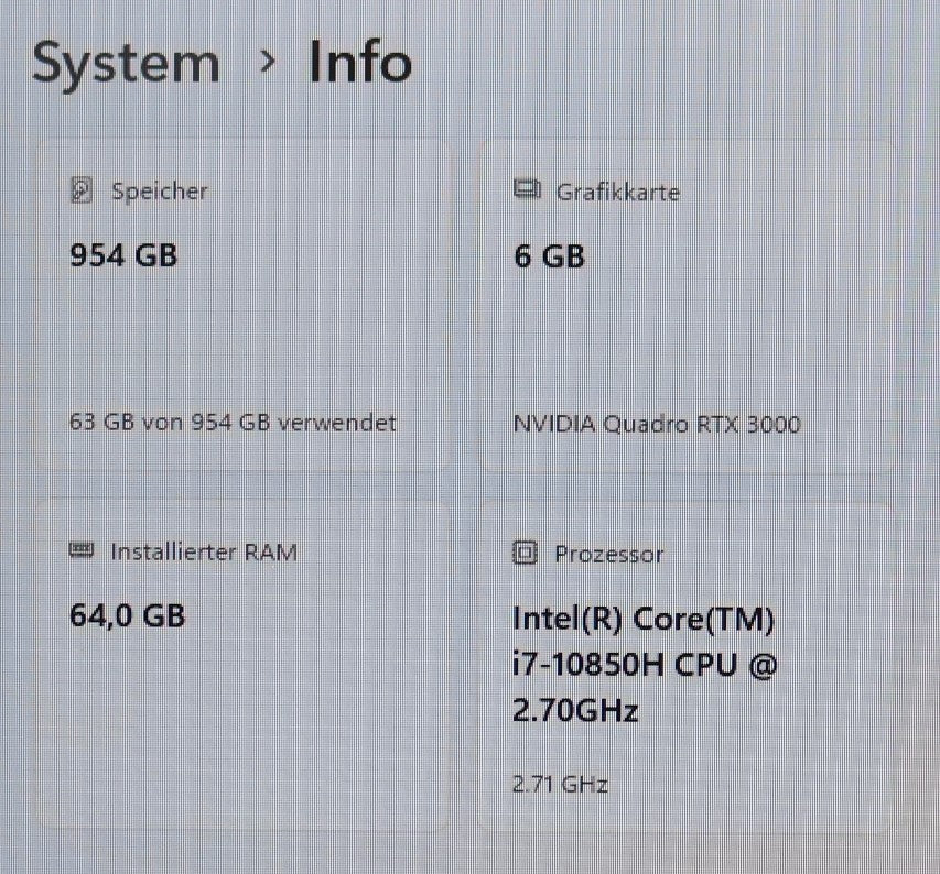 HP Zbook Fury 17 G7 MW i7-10850H 64GB RAM 1TB SSD NVMe NVIDIA Quadro RTX3000