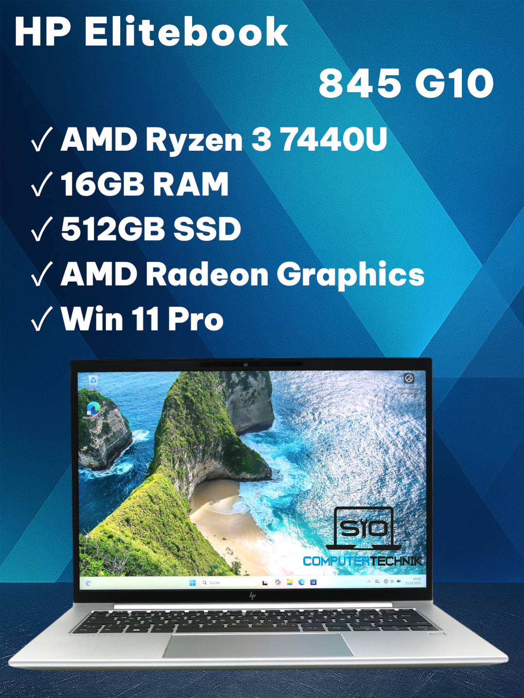 HP Elitebook 845 G10 AMD Ryzen 3 7740U 16GB RAM 512GBSSD 14 FHD Win11 #2