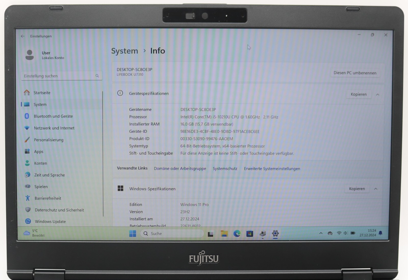 Fujitsu Lifebook U7310 i5-10210u 16GB RAM 512GB SSD 13,3 Zoll FullHD Win11