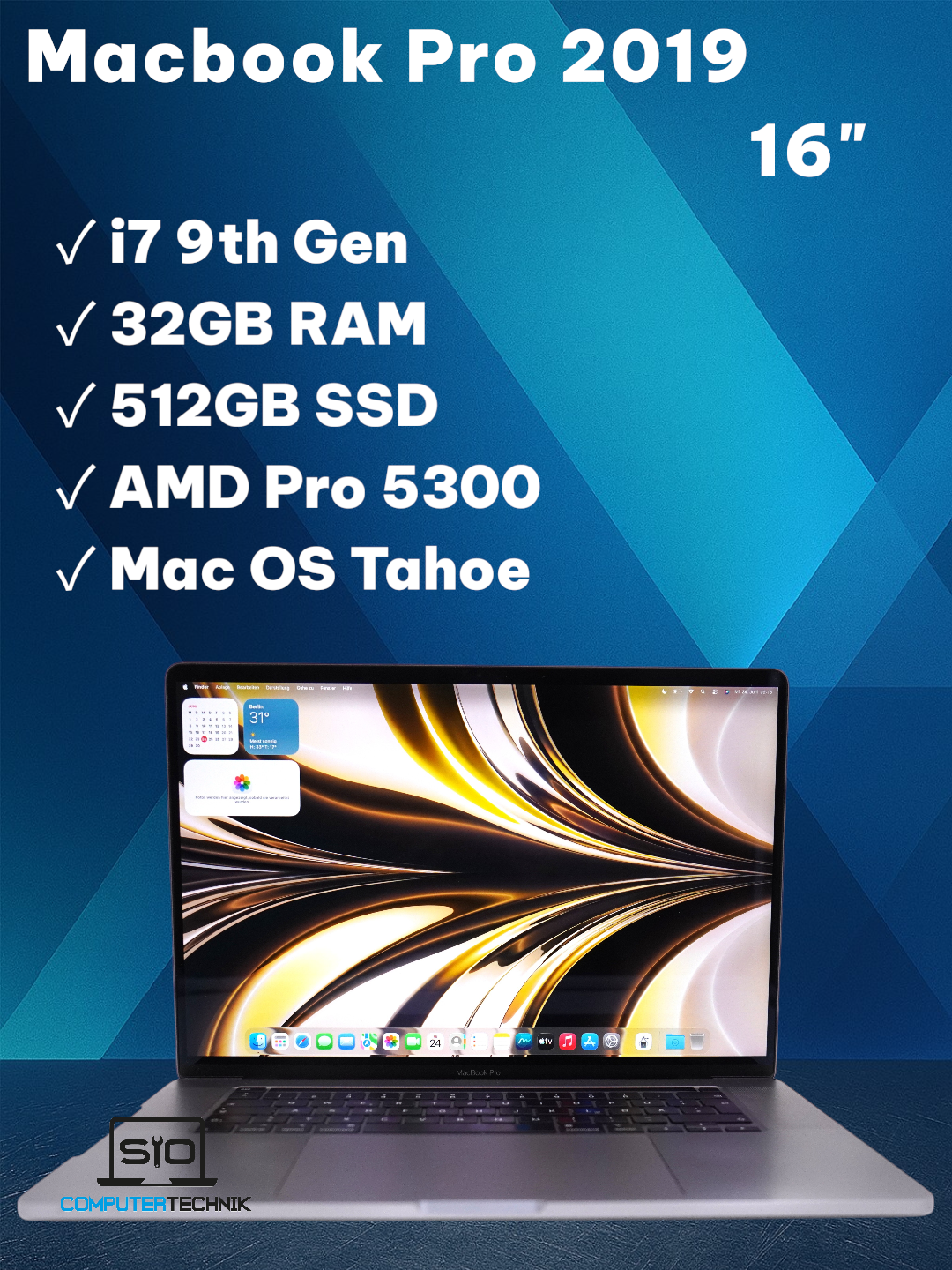 MacBook Pro 2019 16" i7-9th Gen 32GB RAM 512GB SSD AMD Radeon 5300  #254