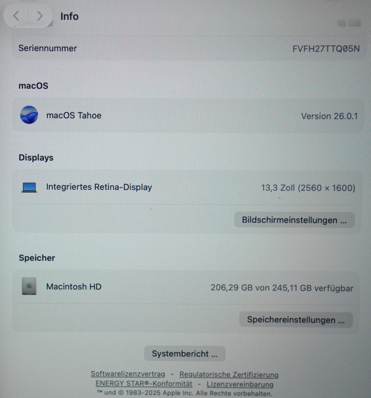 Apple MacBook Pro 13,3" M1 2020 16GB RAM 256GB SSD Retina Display OS Tahoe #387