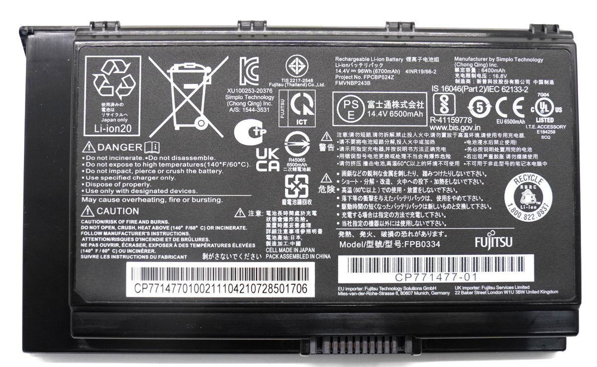 Original Fujitsu Akku FPB0334 – für Celsius H780 / H7510 / H980 - TOP