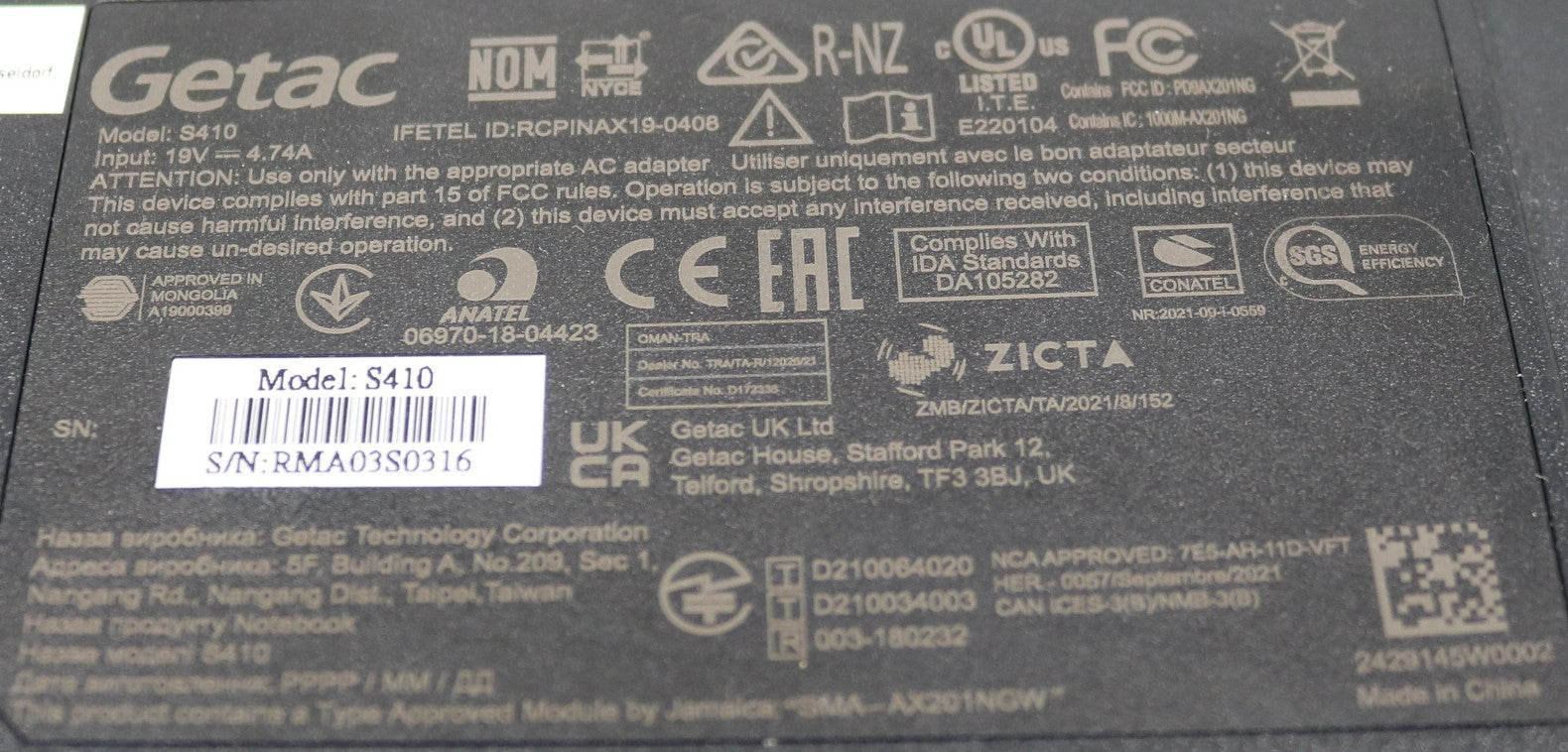 Getac S410 G4 Rugged Intel Core i7-1185G7 32GB RAM 1TB SSD 14" FHD TOUCH Win11