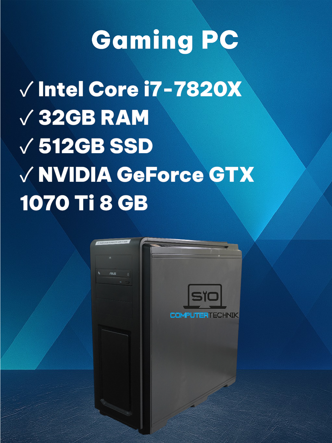 Phanteks Enthoo Series Full Tower i7-7820X 32GB RAM 512GB SSD GTX 1070 Ti Win11