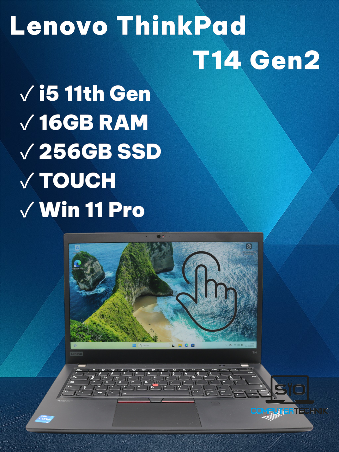 Lenovo Thinkpad T14 Gen2 i5-1145G7 16GB RAM 256GB SSD 14" FullHD TOUCH