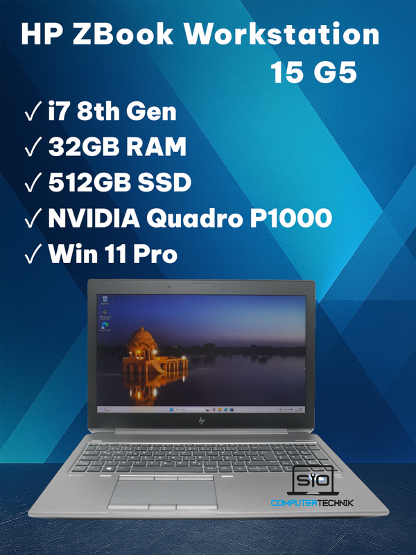 HP Zbook 15 G5 i7-8th 32GB RAM 512GB SSD NVMe NVIDIA Quadro P1000 FULL HD Win11