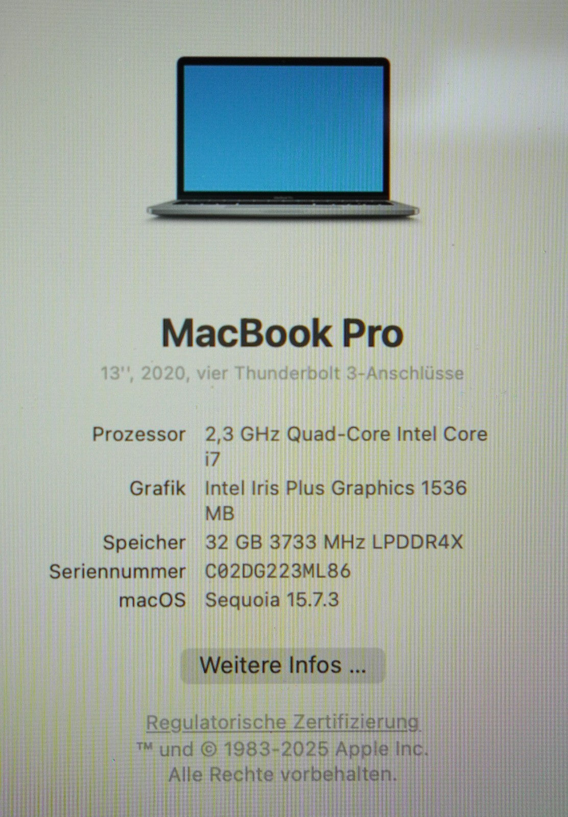 Apple MacBook Pro 13,3" 2020 Intel i7 32GB RAM 1TB SSD Retina Display #801