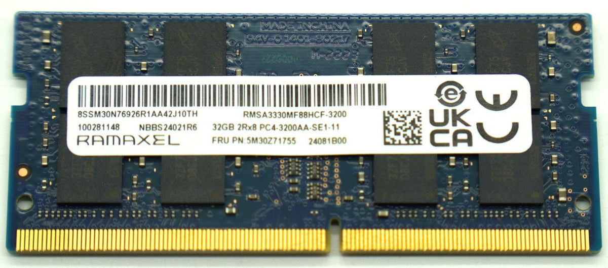 RAMAXEL 32GB DDR4 3200MHz SO-DIMM 2Rx8 PC4-3200AA RAM FRU 5M30Z71755