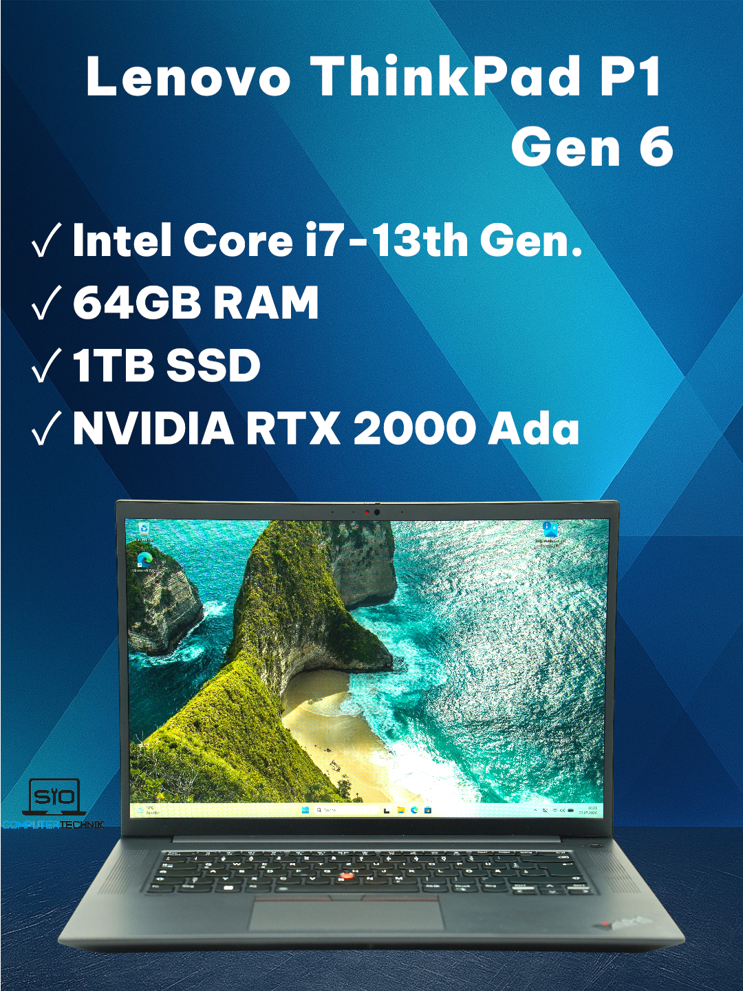 Lenovo ThinkPad P1 Gen 6 i7-13700H 64GB RAM 1TB SSD NVIDIA RTX 2000 Neue SSD W11