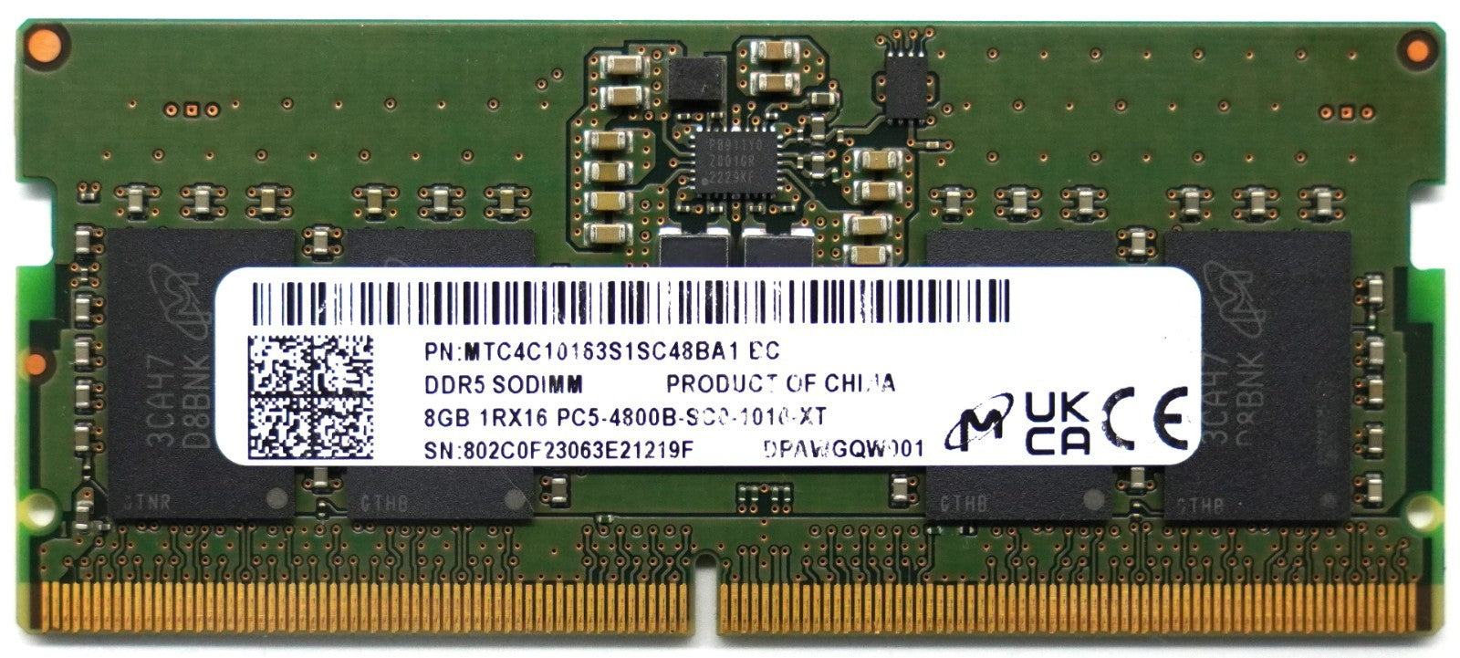 Micron 8GB RAM DDR5 1Rx16 PC5-4800B-SC0-1010-XT SO-DIMM