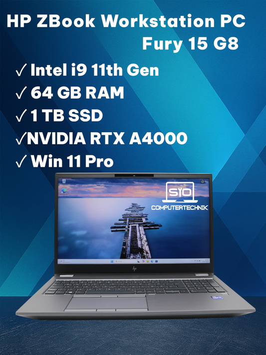 HP Zbook Fury 15 G8 i9 11th Gen 64GB RAM 1TB SSD NVMe NVIDIA RTX A4000 Win11 Pro