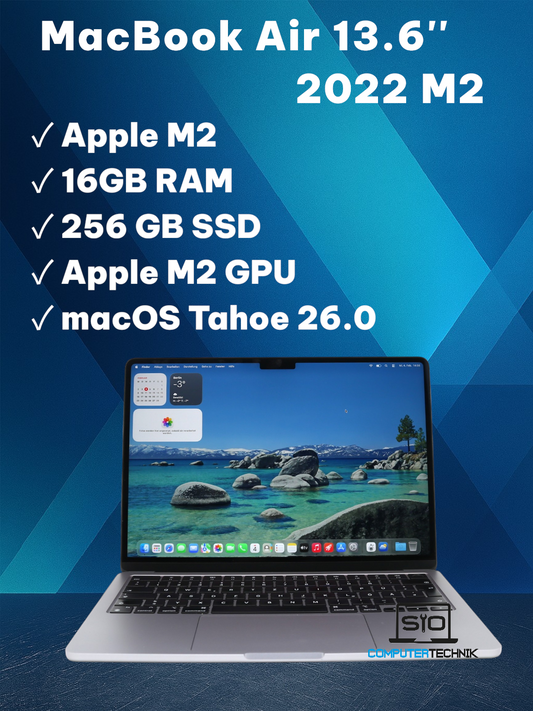 Apple MacBook Air 13.6″ (2022) – Apple M2 16 GB RAM 256 GB SSD macOS Tahoe #Q1