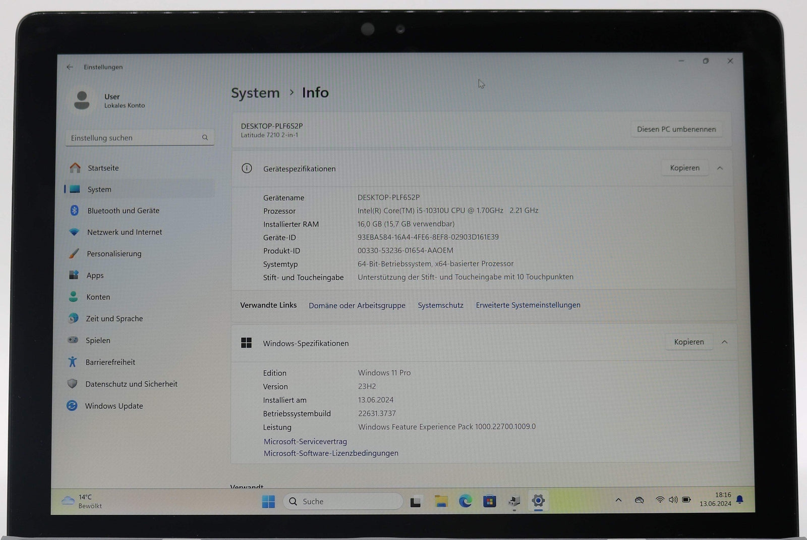 Dell Latitude 7210 2in1 i5-10310u 16GB RAM 512GB SSD Win11 TOUCHSCREEN Win11