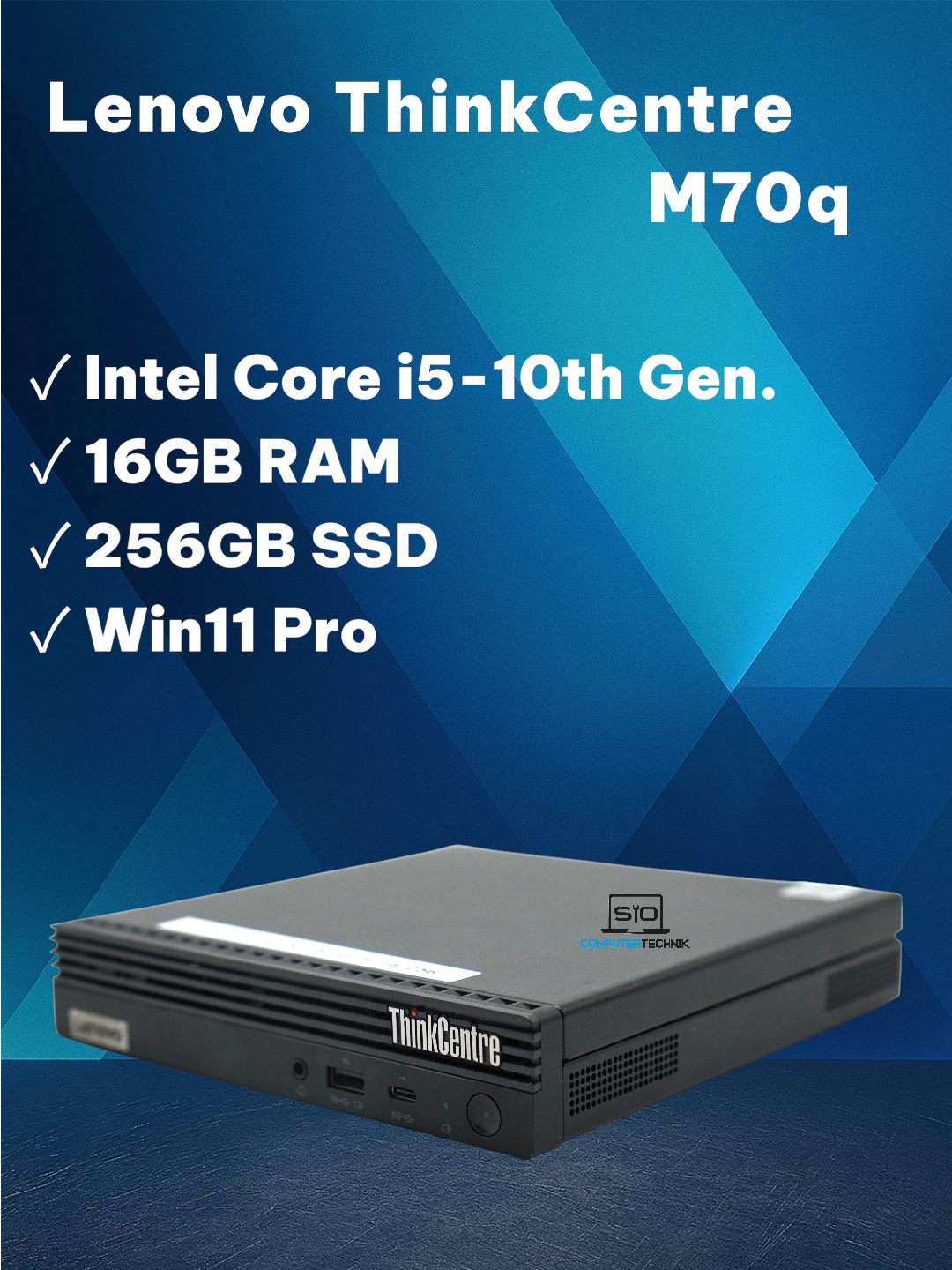 Lenovo ThinkCentre M70q Tiny/Mini PC i5-10th Gen. 16GB RAM 256GB SSD Win11