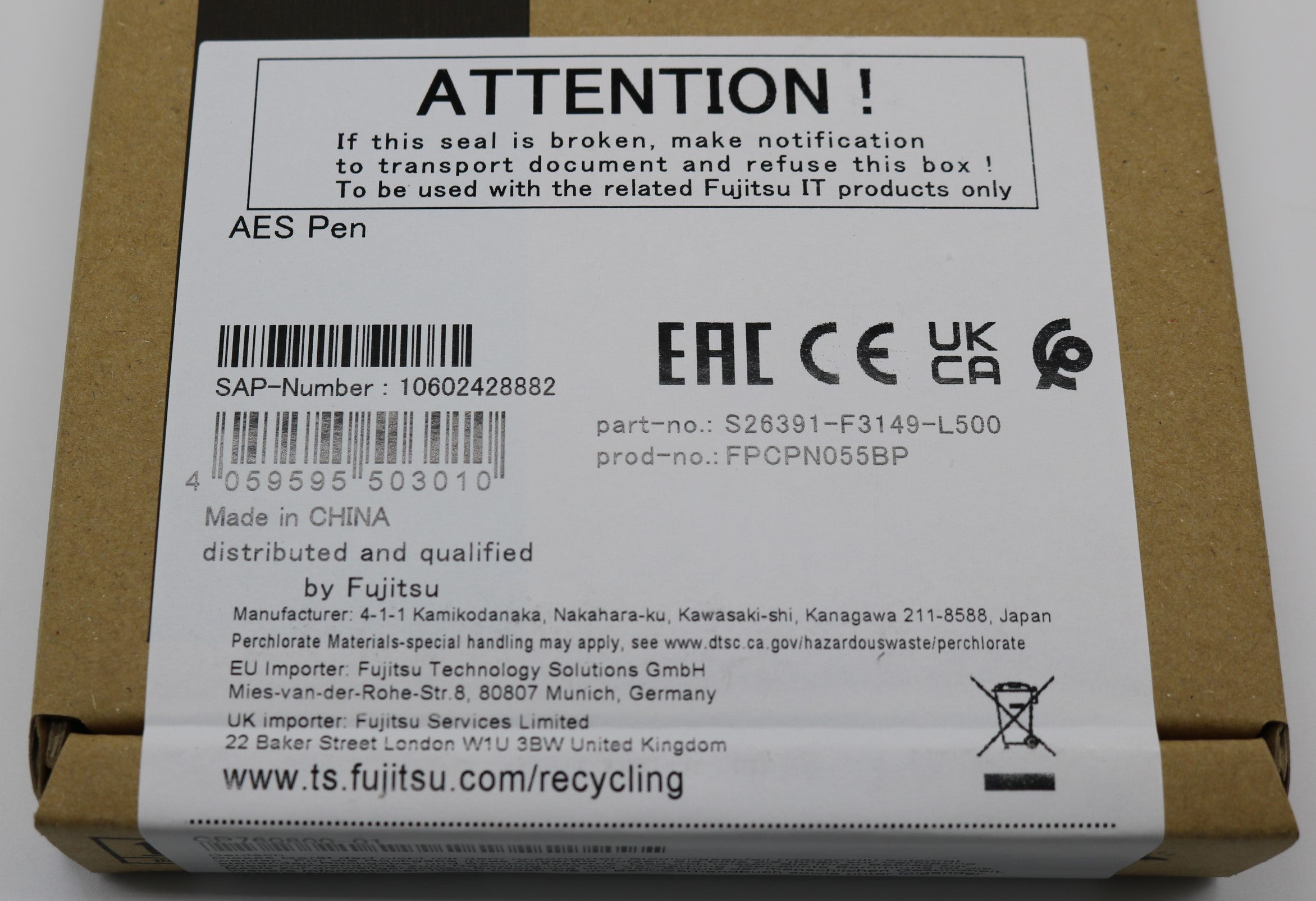 Fujitsu AES Pen Prod No: FPCPN055BP Original Stift Q738/739 U939X U9311x U9310x