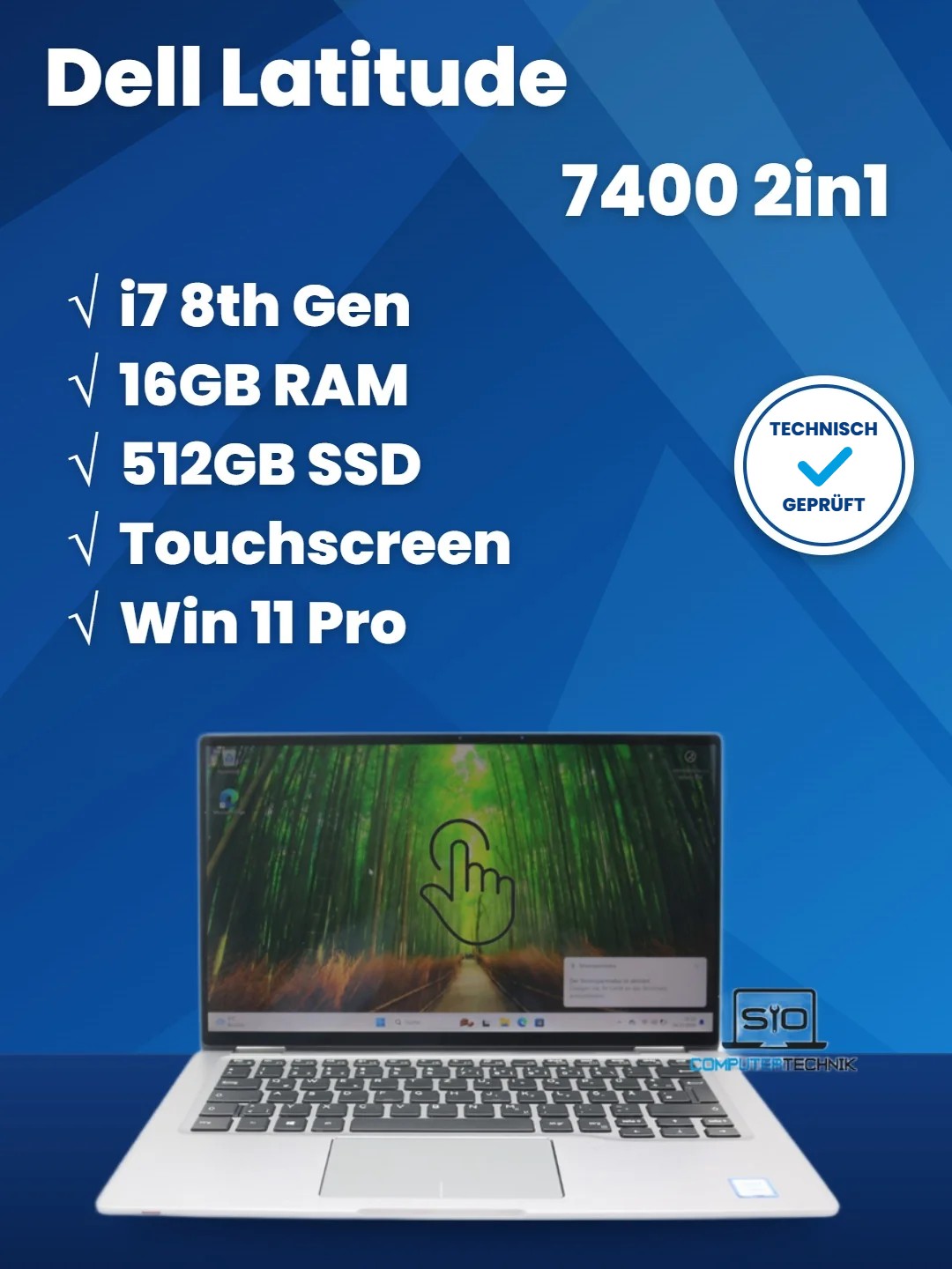 Dell Latitude 7400 2in1 i7-8665u 16GB RAM 512GB SSD NVMe TOUCHSCREEN Win11 Pro