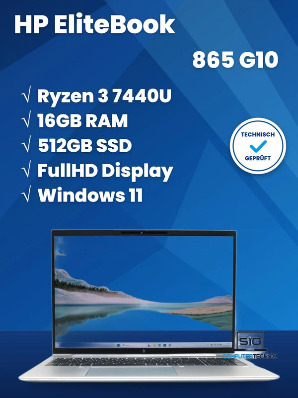 HP Elitebook 865 G10 AMD Ryzen 3 PRO 7440U 16GB RAM 512GB SSD 16 FullHD Win11