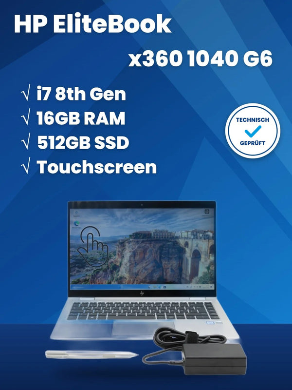 HP Elitebook X360 1040 G6 i7-8565u 16GB RAM 512 SSD (neu) 2in1 Touch Convertible