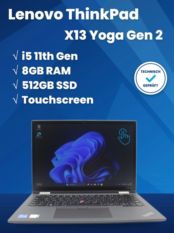 Lenovo ThinkPad X13 Yoga Gen 2 i5-11th 8GB RAM 512GB SSD FHD Touch mit Stift
