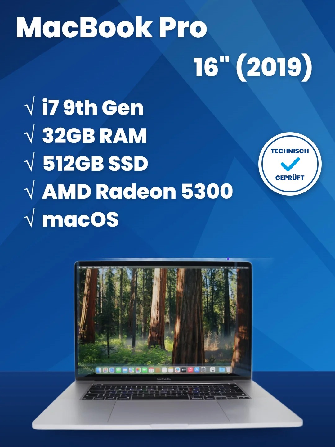 MacBook Pro 2019 16" i7-9th Gen 32GB RAM 512GB SSD AMD Radeon 5300  #200