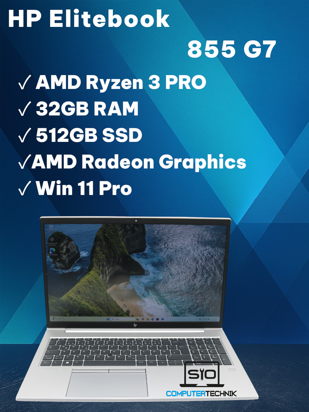 HP Elitebook 855 G7 AMD Ryzen 3 PRO 4450U 32GB RAM 512GB SSD 15,6 FullHD Win11