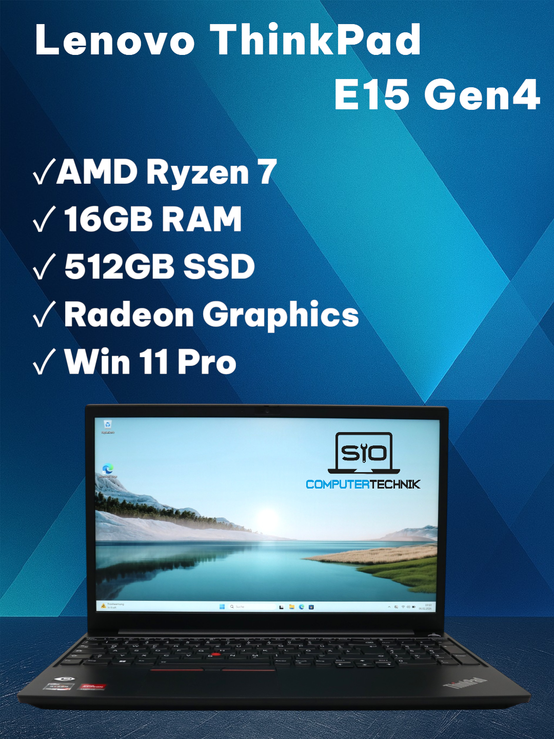 Lenovo Thinkpad E15 Gen4 AMD Ryzen 7 5825U 16B RAM 512GB SSD 15,6 FullHD Win11