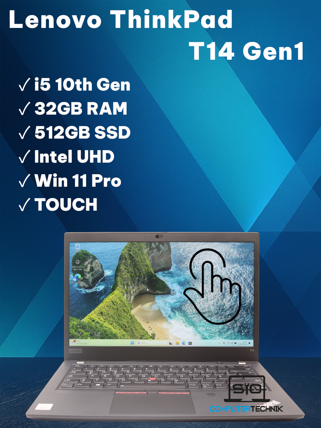 Lenovo Thinkpad T14 Gen1 i5-10310u 32GB RAM 512GB SSD 14" FullHD IPS TOUCH