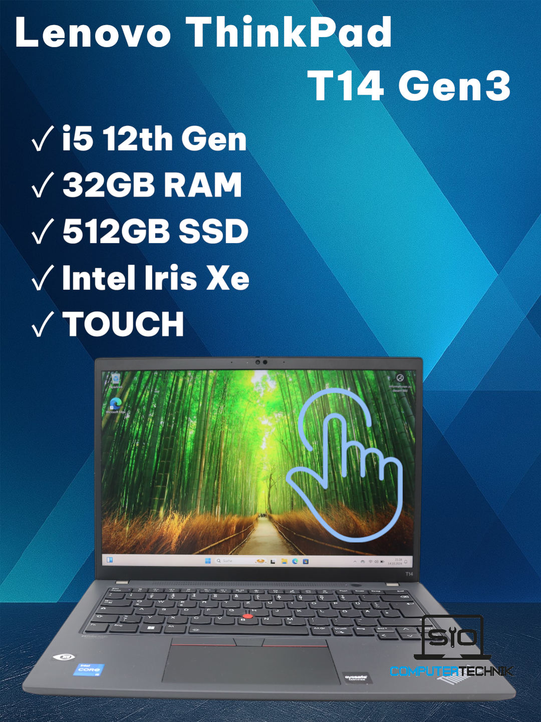 Lenovo ThinkPad T14 Gen 3 | i5-1235U | 32GB RAM | 512GB SSD | FullHD IPS TOUCH | Backlight