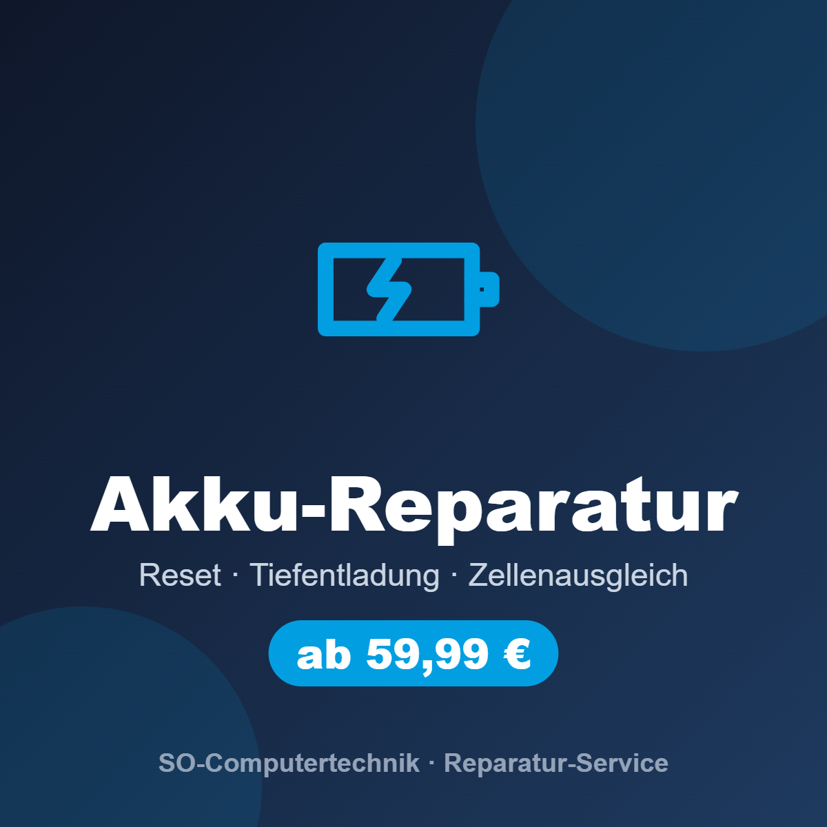 Akku-Reparatur – Reset, Tiefentladung, Zellenausgleich – SO-Computertechnik