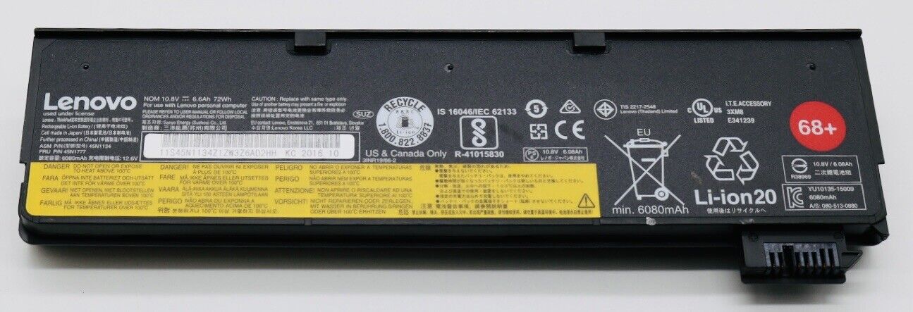 Lenovo Thinkpad 68+ 72Wh | Original Akku | für X250|X260|T450|T460|T460p|T470p|T560