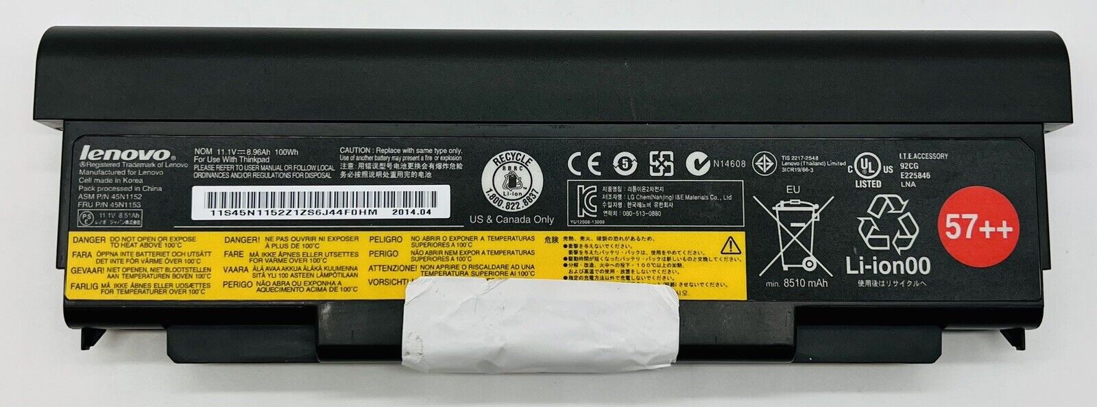 Lenovo Thinkpad 57++ Original Akku 45N1153 100Wh für T440p T540p W540 W541